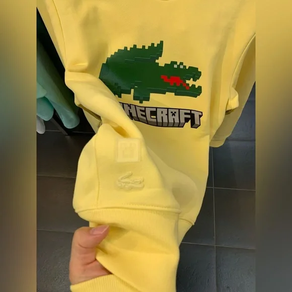 Brand New! Lacoste+Minecraft Yellow UNISEX Sweatshirt, Size S